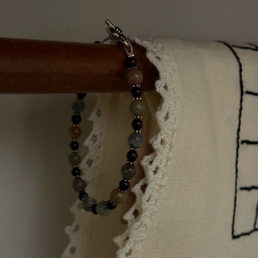 Onyx & Agate Silver Beaded Bracelet ✨ Earthy Feminine Minimalist Handmade